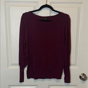 Ann Taylor Factory Rich Burgundy Blouse Size L 80% rayon 20% nylon Euc
